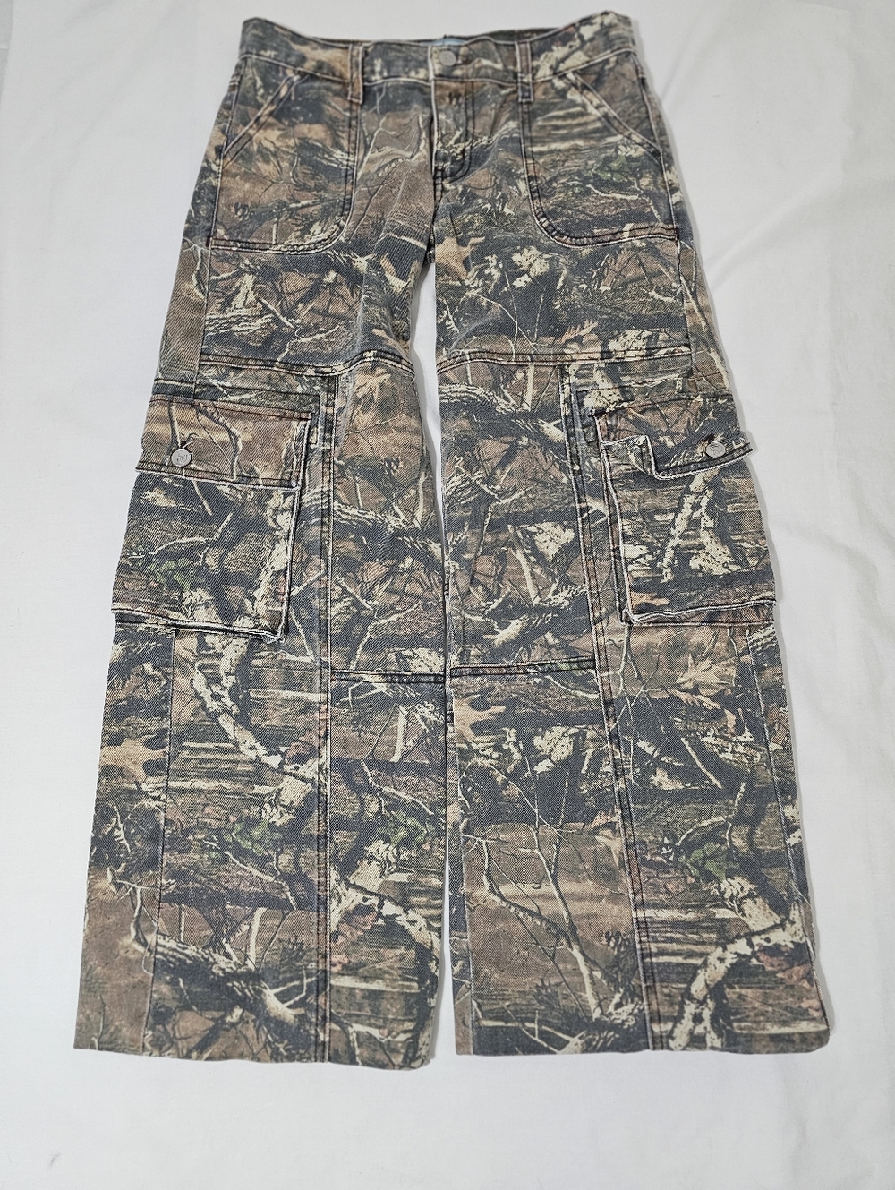 ReVice Los Angeles Camo Cargo Pants Size 24 Wide Leg Y2K Utility Jeans - Picture 2 of 9
